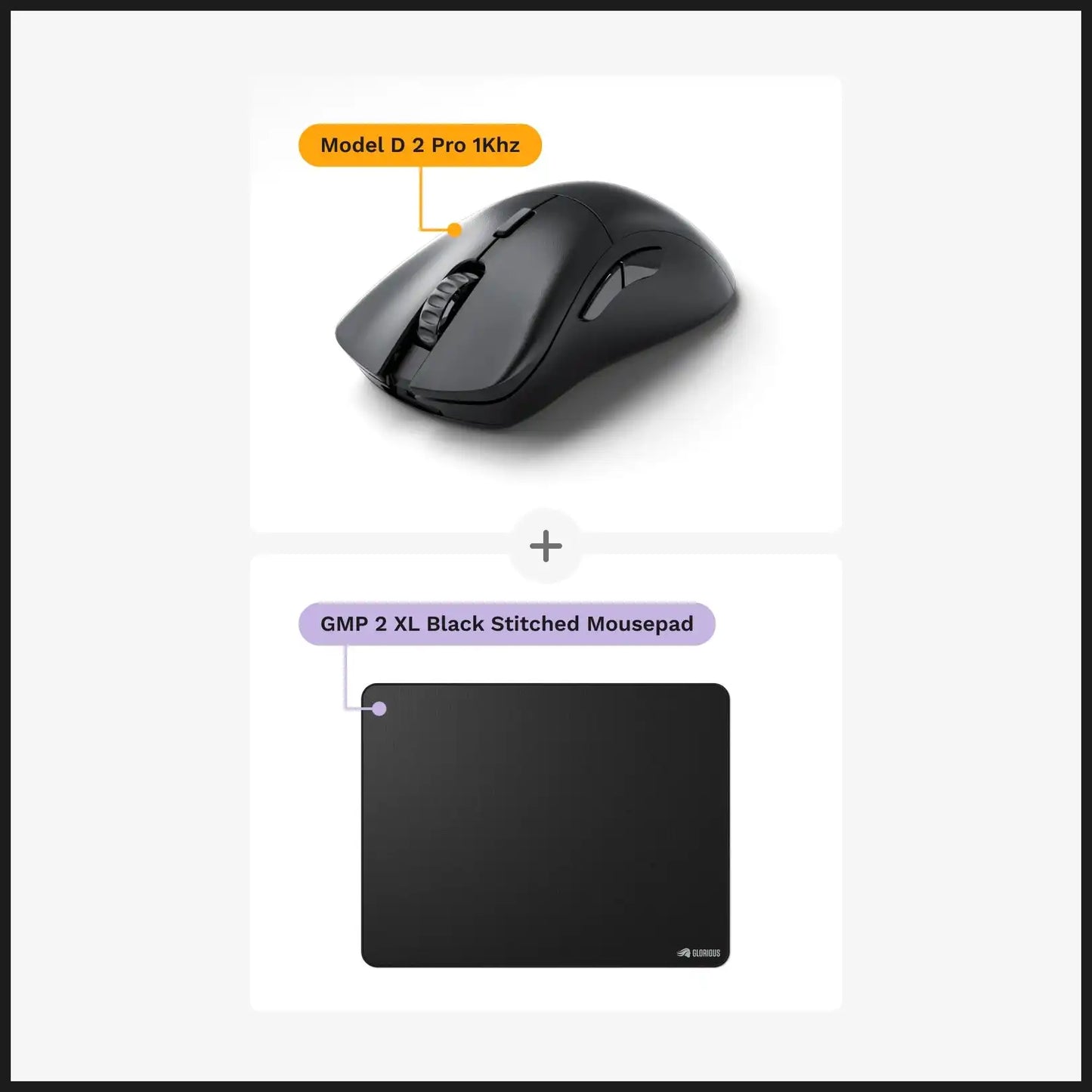 Model D 2 PRO 1k Mouse + GMP 2 XL Stitched Cloth Mouse Pad